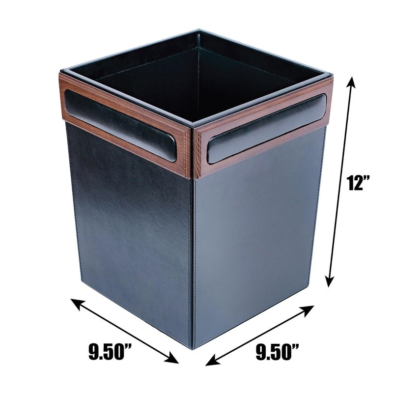 Dacasso Walnut and Leather Waste Basket - Image 3